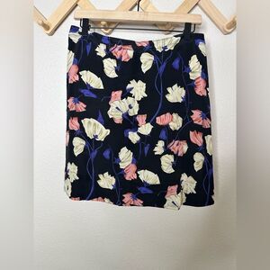 Prada 100% Silk Floral Skirt Sz 42